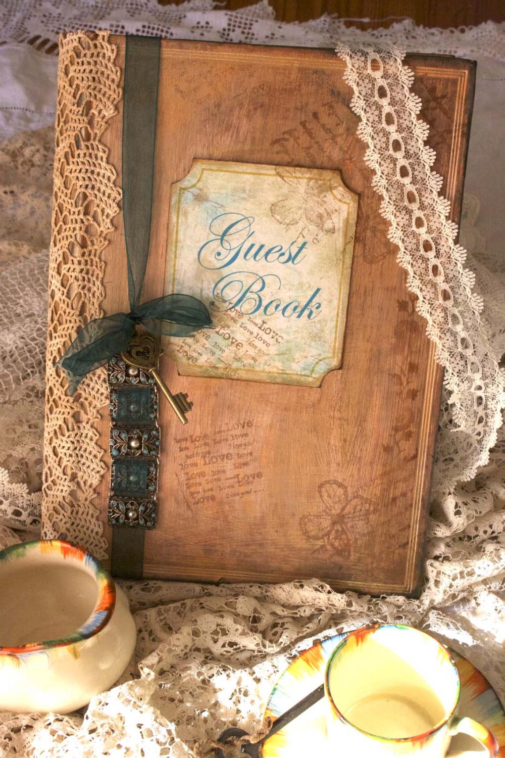 wedding guest book vintage shabby chic style custom on wedding guest book vintage shabby chic style custom on