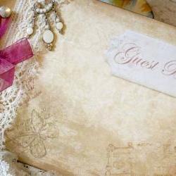Wedding guest book - vintage shabby chic, custom
