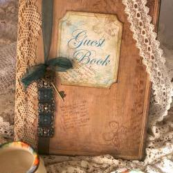 Wedding guest book - vintage shabby chic style, custom